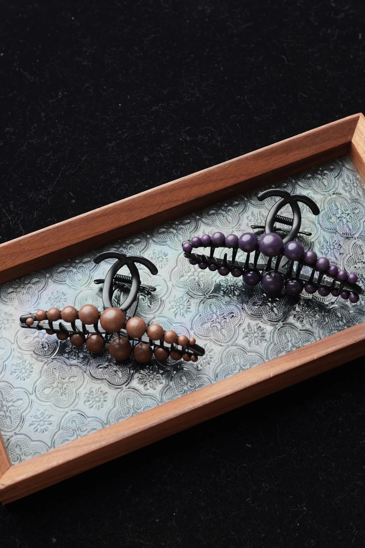 阿紫姑娘 合香紫阙归元香、瑶池香6-15mm渐变珠115*50mm发夹