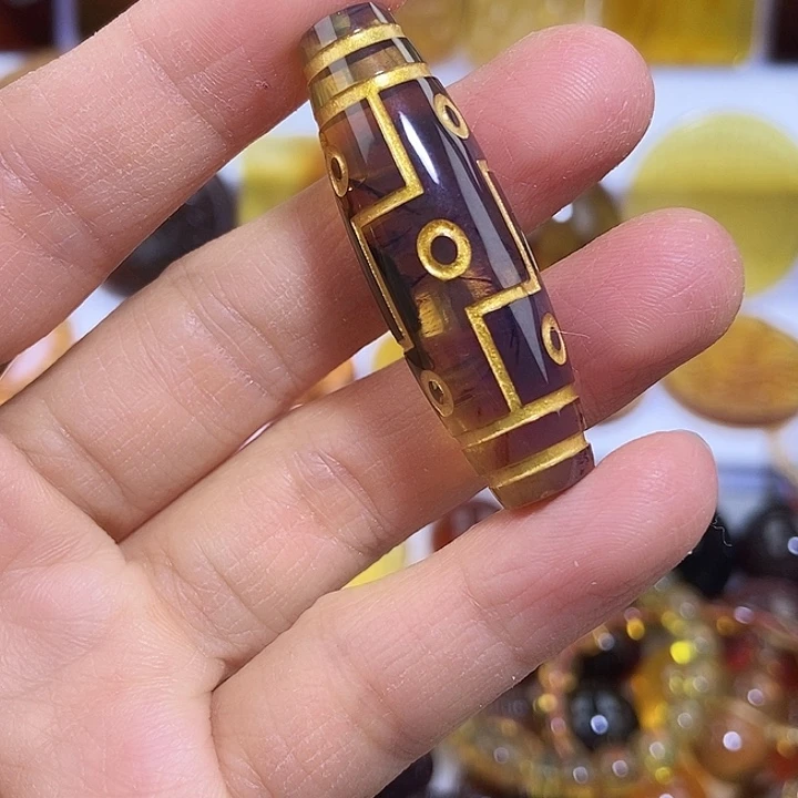 琥珀未镶嵌吊坠(不含链)天然缅甸琥珀金棕九眼天珠