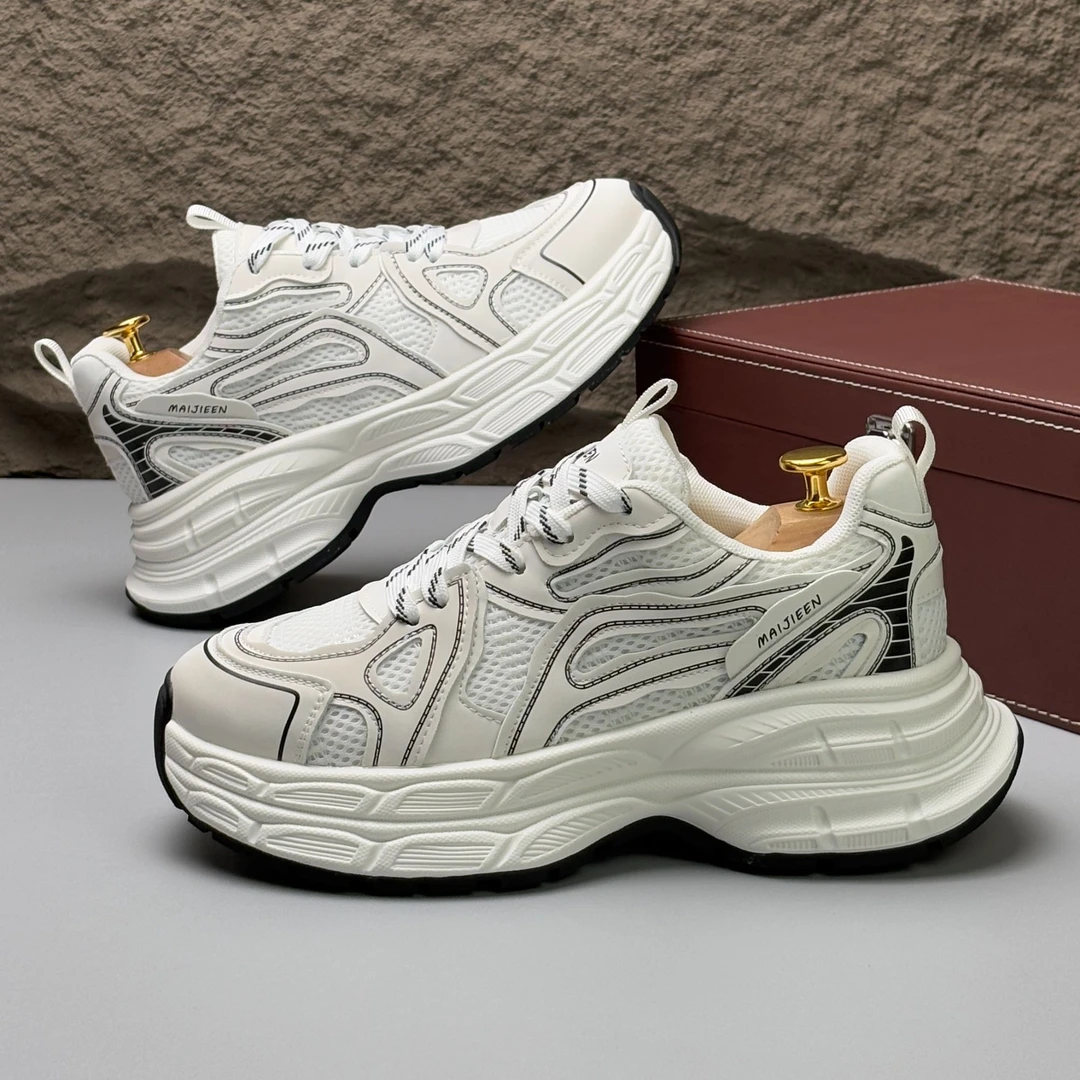 厚底老爹鞋男鞋2025年新款时尚厚底增高网面透气百搭舒适运动休闲