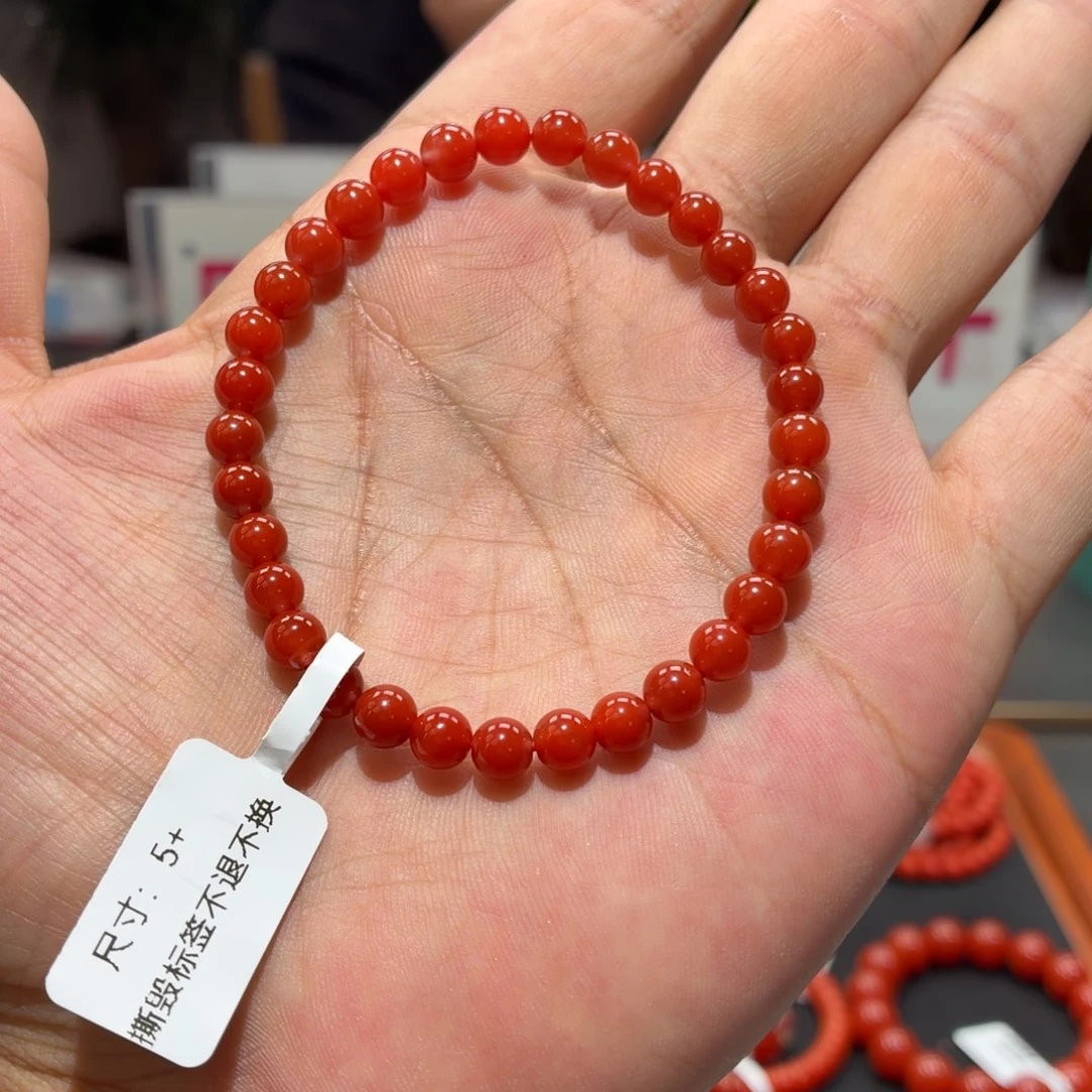南红玛瑙单圈未镶嵌5大➕览坡柿子锦
