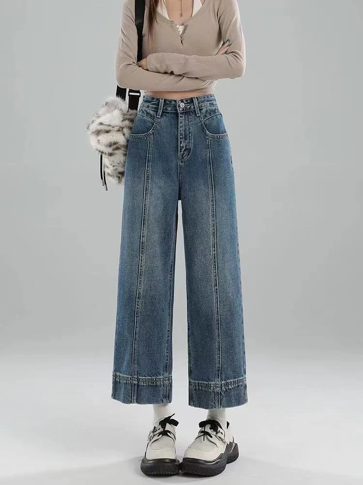 春款【混合链接】百搭高腰宽松复古洋气小直筒奶奶牛仔裤女