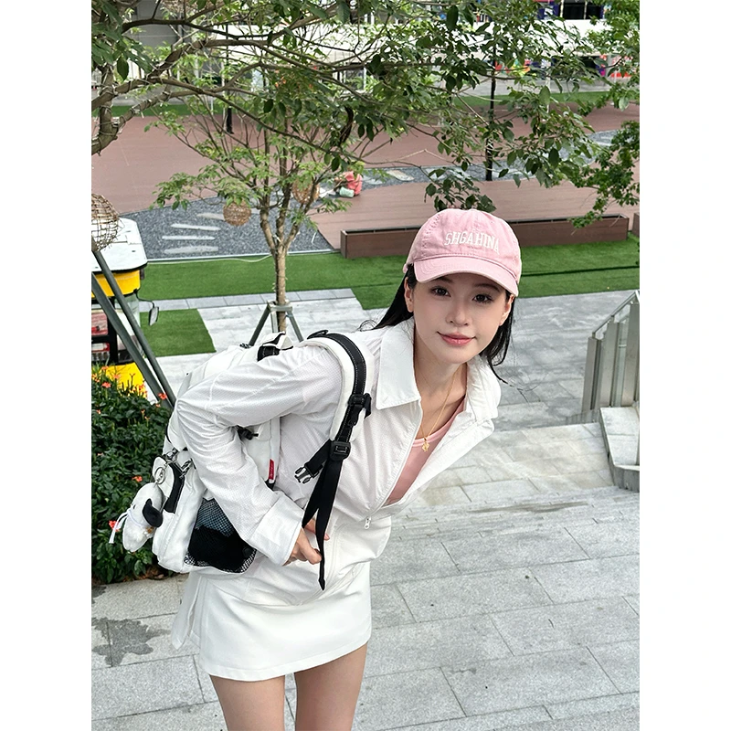 六指导 素影遮岚 米白色衬衫领防晒衣UPF50+透气防紫外线外套女夏