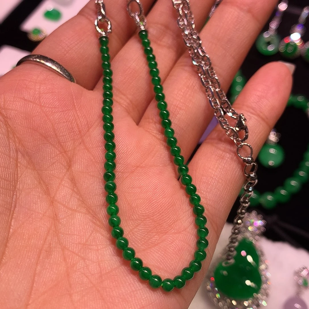 翡翠18K金镶嵌颈饰缅甸翡翠两用款18k镶嵌