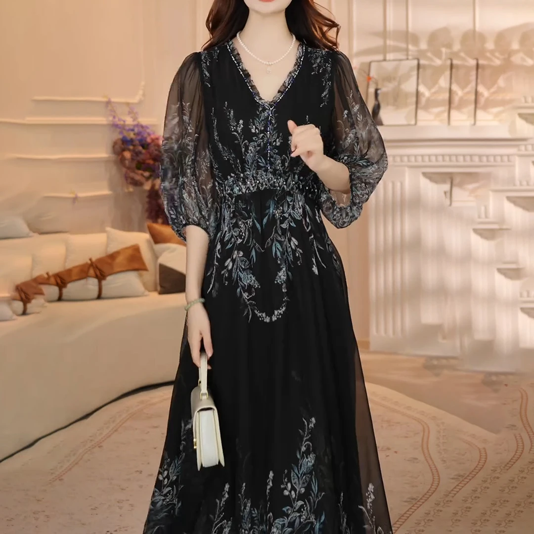 3796#连衣裙2025新款女夏季今年流行爆款气质名媛减龄轻奢高级感