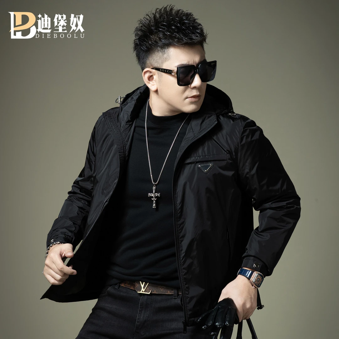 欧洲站潮牌字母刺绣夹克男士2025秋季新款潮流宽松百搭男连帽外套