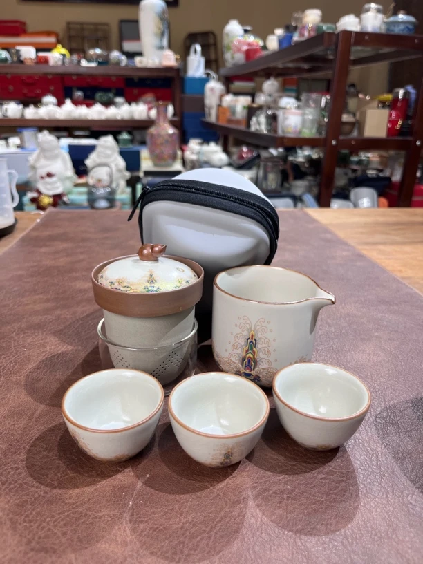 1147海浪纹一壶三杯旅行茶具