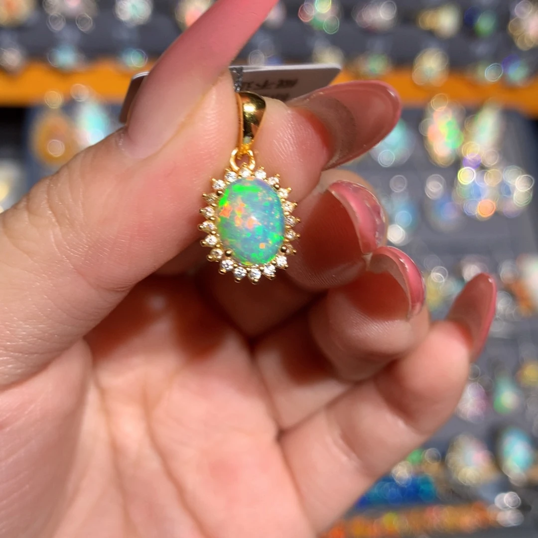 银S925镶嵌欧泊欧泊吊坠l