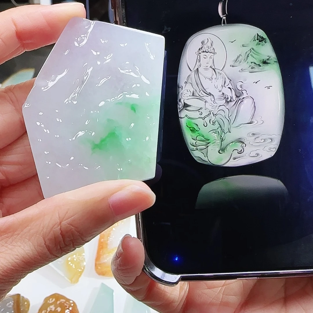 定制翡翠未镶嵌缅甸翡翠挂件