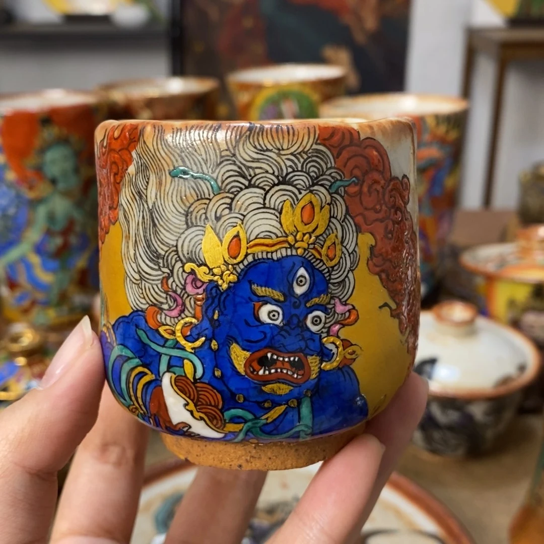 手工绘画黑财神杯