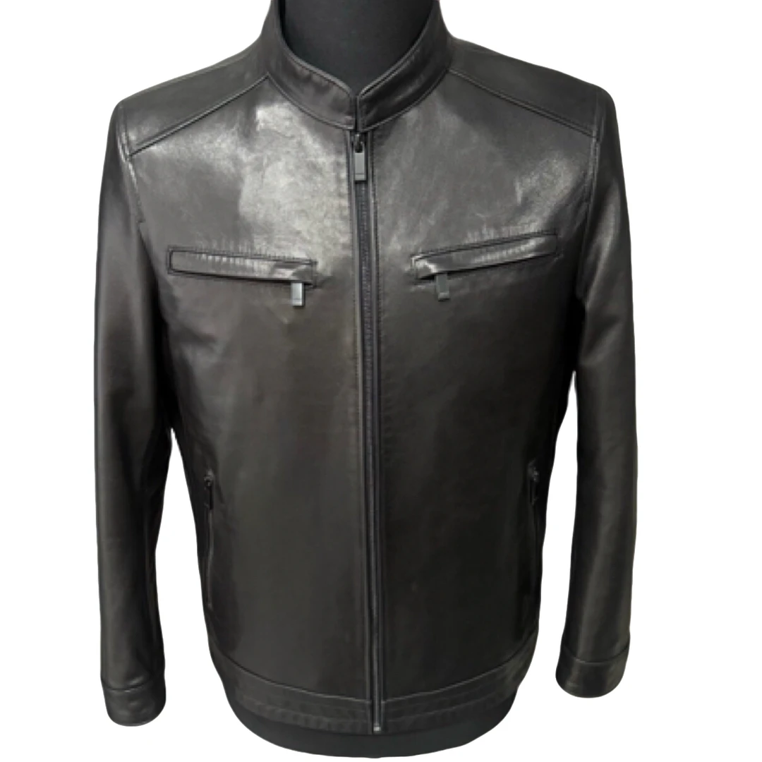 纳帕羔羊皮（山羊皮）春秋时尚立领夹克