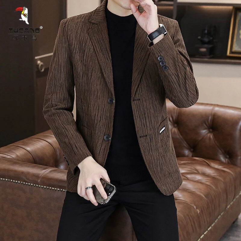 TUCANO/啄木鳥呢子西服男韩版修身小西装外套男士男装高级感休闲