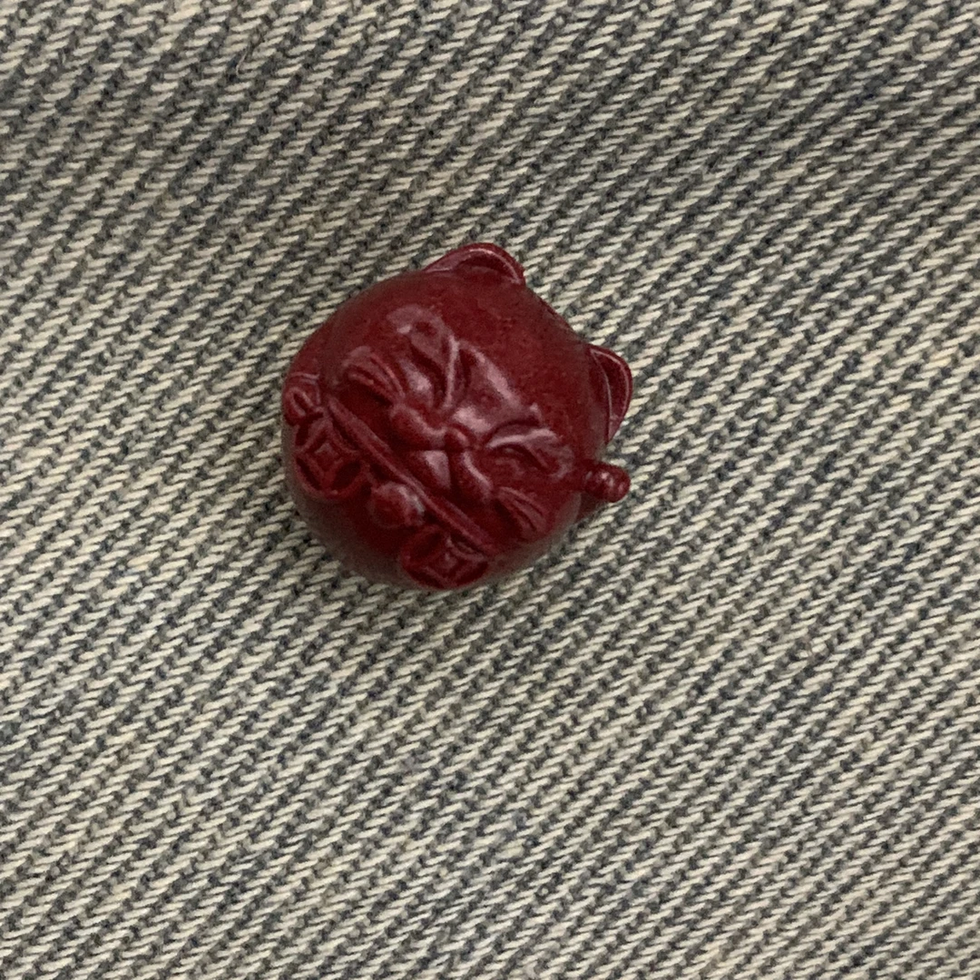 含辰砂工艺品M132猫雕刻5.9克13.8-14.6-14.4mm