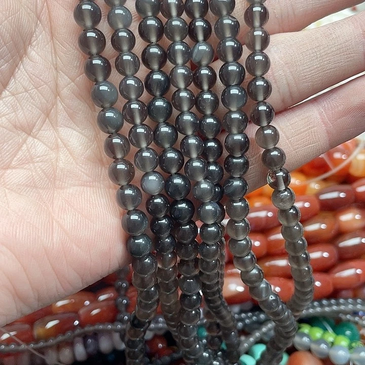 玛瑙/玉髓珠宝半成品未镶嵌一条6mm冰耀