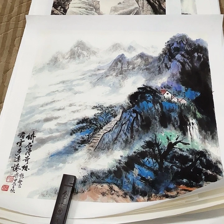 国画花鸟等图案四尺斗