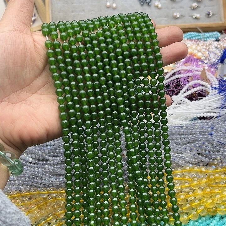 玛瑙/玉髓珠宝半成品未镶嵌一条6mm碧玉