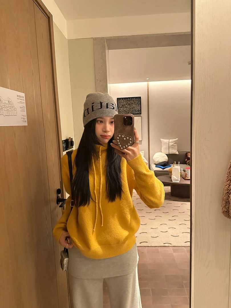 ONEXH·2025冬季新款抽绳立领宽松韩系加厚款套头针织衫气质毛衣女
