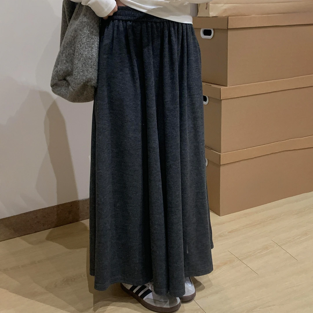 灰色慵懒风垂感糯米裙裤女2025秋季新款胖mm梨形身材显瘦阔腿裙裤