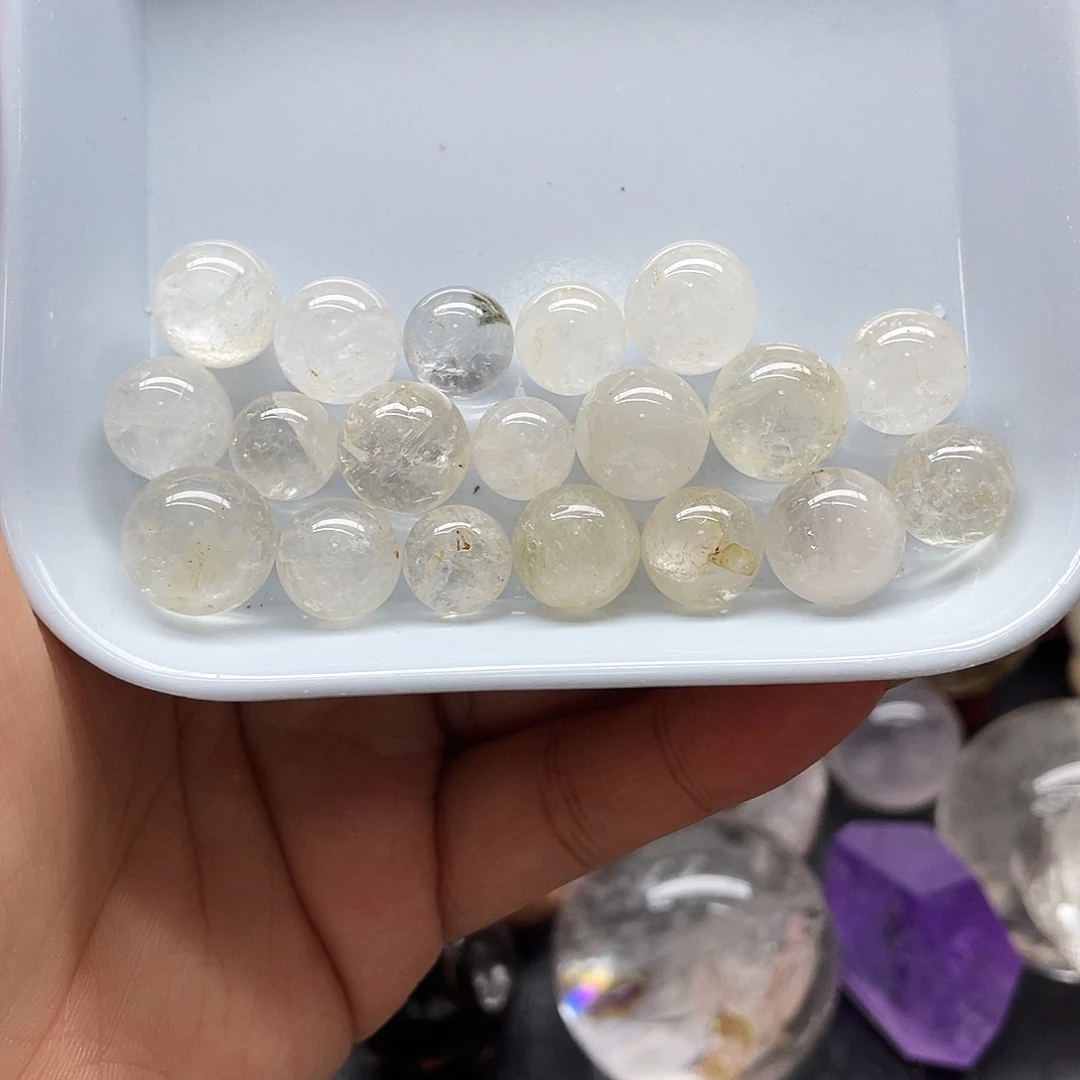 水晶珠宝半成品未镶嵌36白水晶小球 胶花 一盘