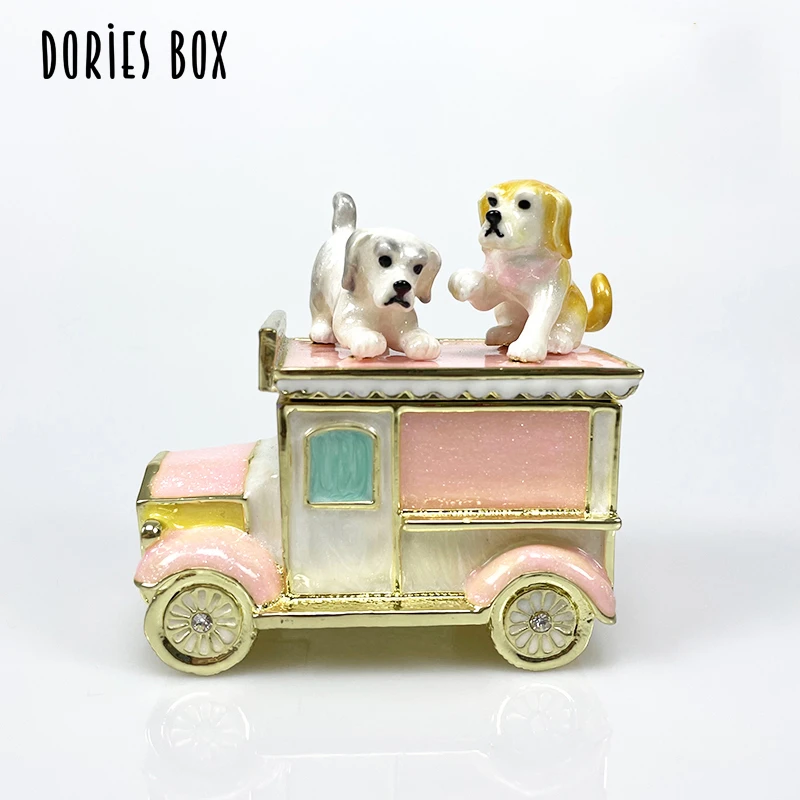 首饰盒/箱 活动款伦敦车狗可爱珐琅彩首饰收纳盒用作装饰摆件