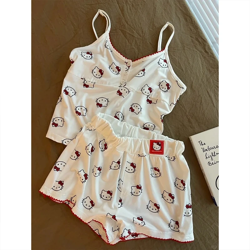 【kitty脑袋】ins甜美纯欲性感吊带睡衣女夏季短裤套装可外穿家居服