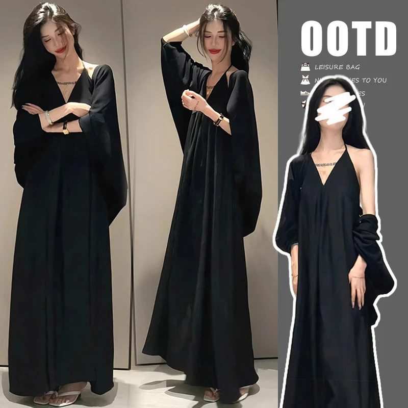 孕妇套装夏装新款时尚韩版显瘦赫本风v领吊带连衣裙宽松防晒罩衫1