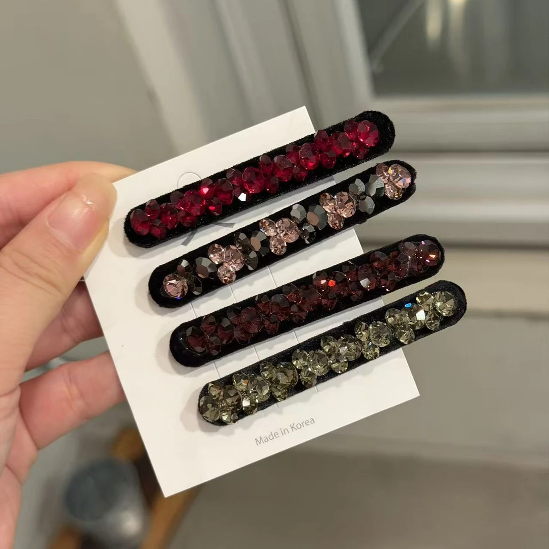 韩国 气质 小众 ins 手工 丝绒 碎钻 鸭嘴夹B817