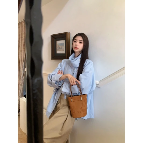 【赵小小&时髦图鉴】7796 秋季百搭收腰抽绳设计宽松韩版显瘦外套女