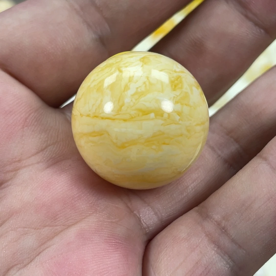 琥珀未镶嵌珠宝奇石尺寸29.1焦皮橘白虎皮单珠