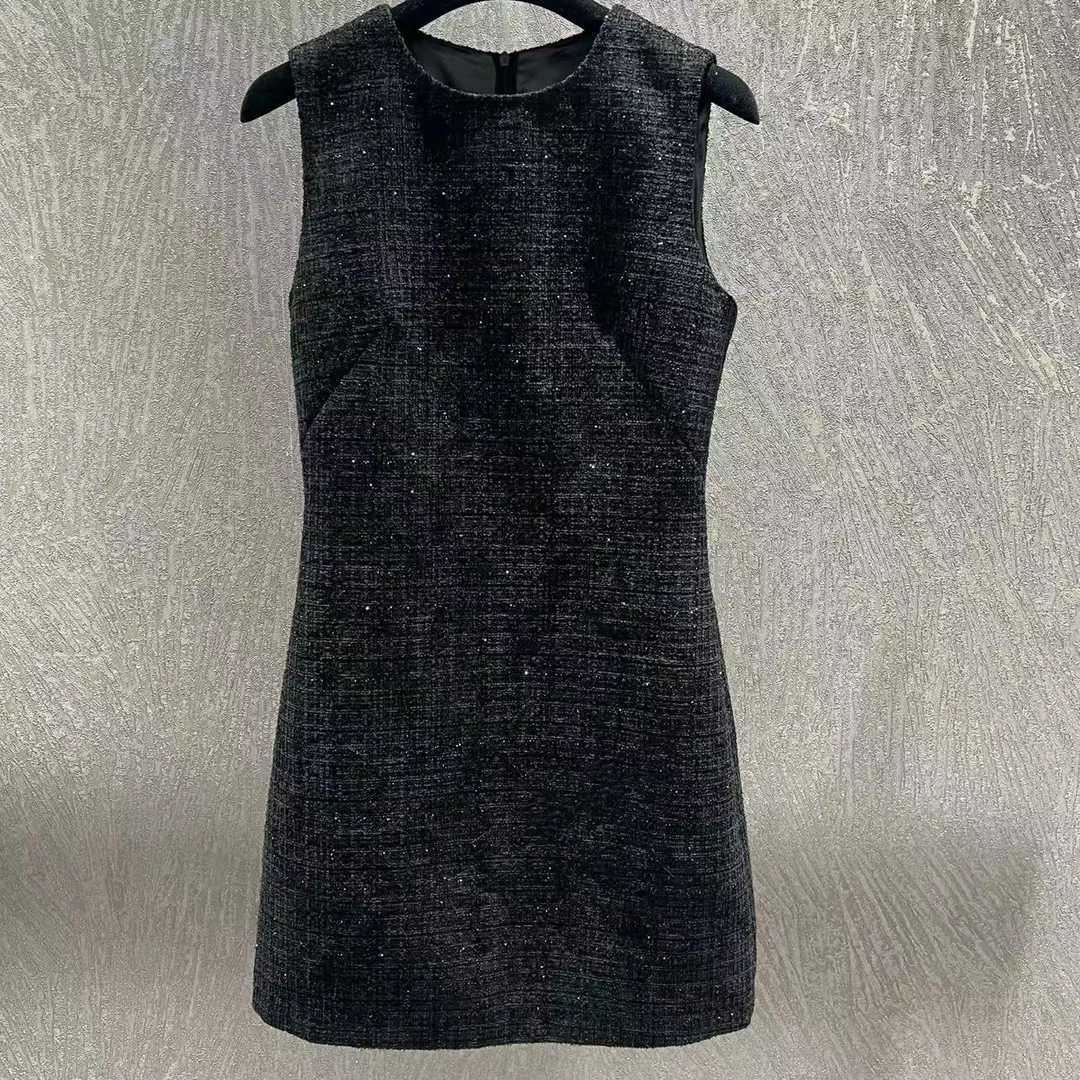 【COCO FORD】秋冬简约气质款小香风无袖收腰连衣裙