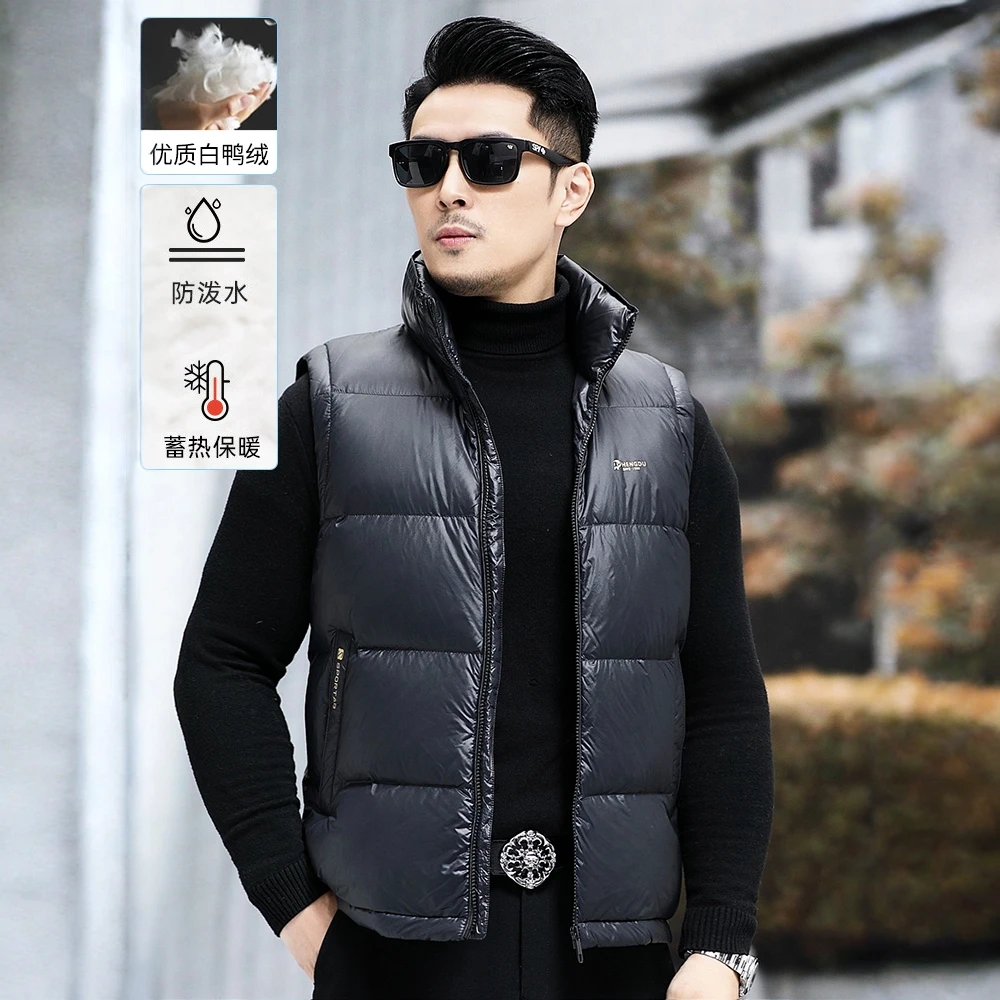 肯珀蒂韦KEMPOTIW羽绒马甲男冬季加厚保暖背心立领男黑金无袖外套