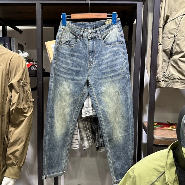夏季水洗牛仔裤小脚裤男装8719