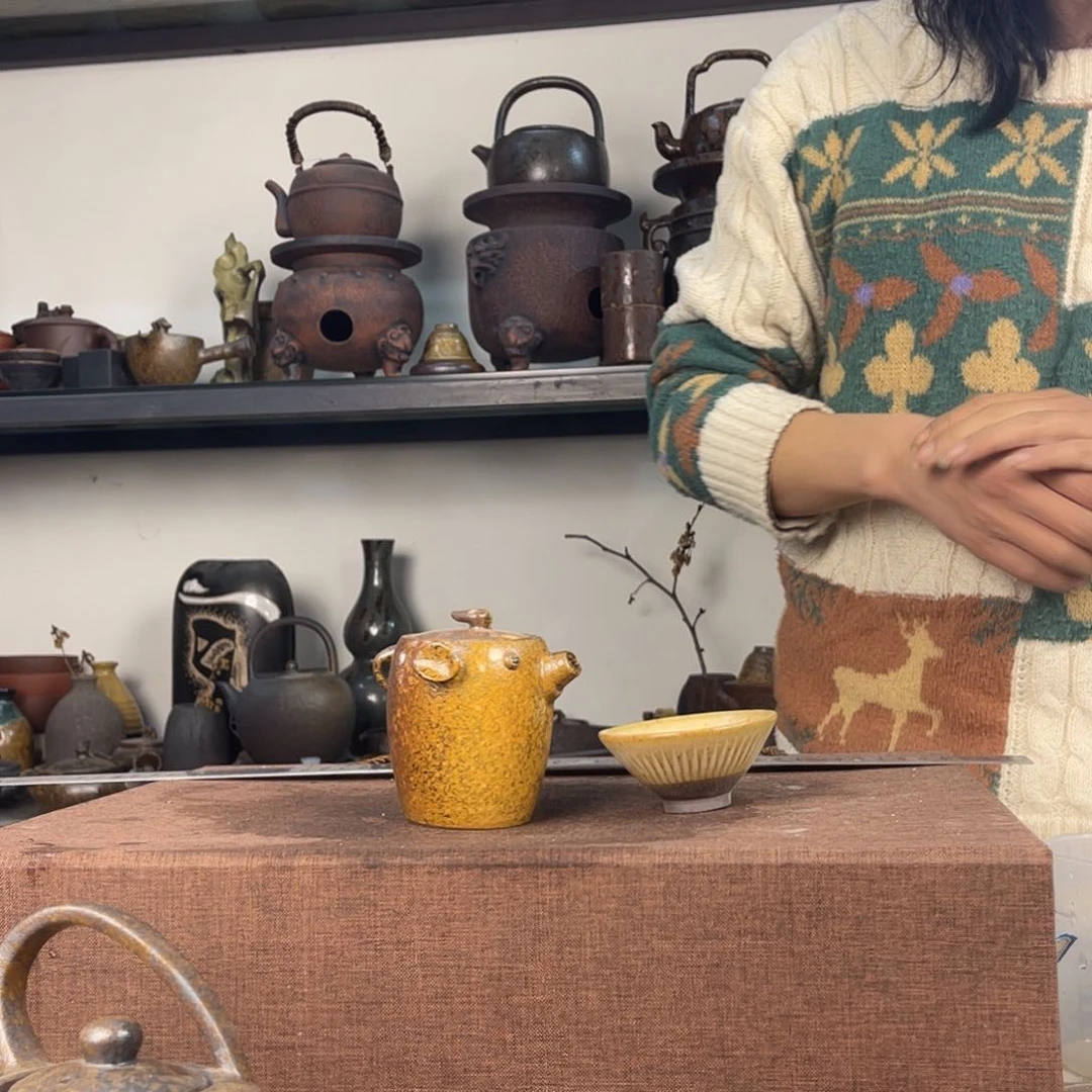 紫泥茶壶紫砂粗陶茶器