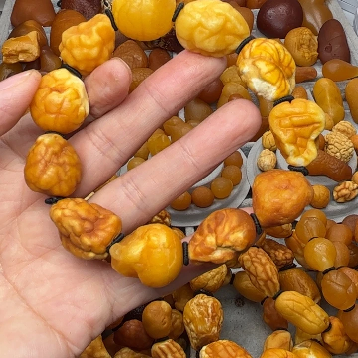 琥珀未镶嵌裸石天然蜜蜡手串