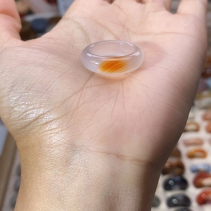 玛瑙/玉髓未镶嵌戒指A 63不退换港14内径16.8