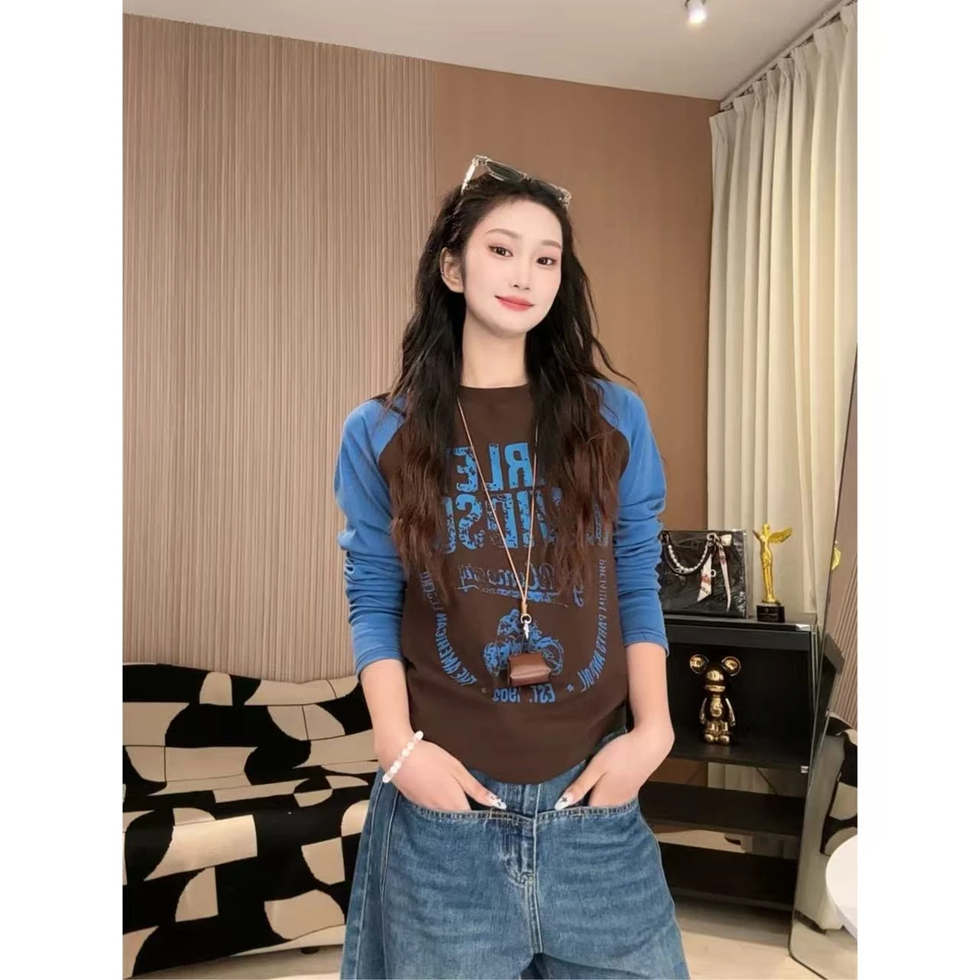 早秋个性街头减龄休闲显瘦小众拼色插肩袖长袖1021【DR】