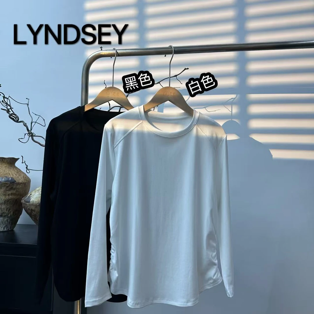 LYNDSEY·遮肉T·极简百搭弹力长袖打底上衣 2502