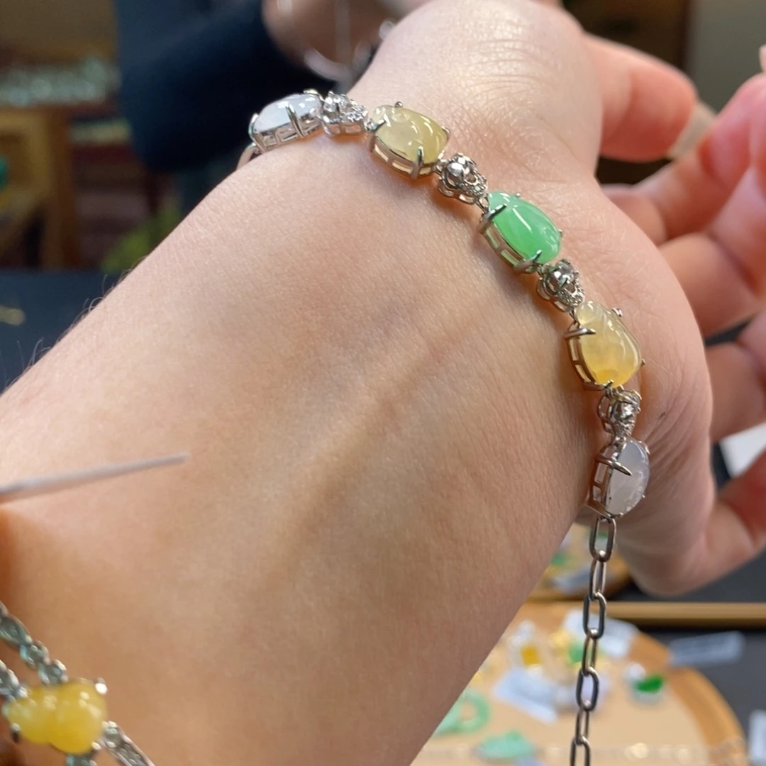 翡翠银S925镶嵌手链15022