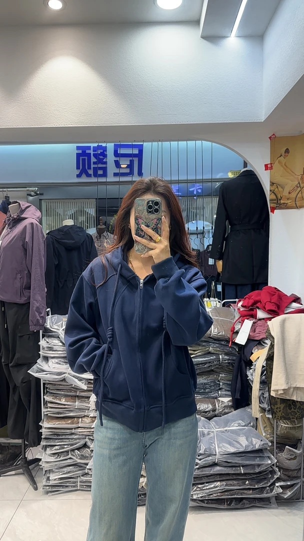 短款开衫连帽卫衣女款