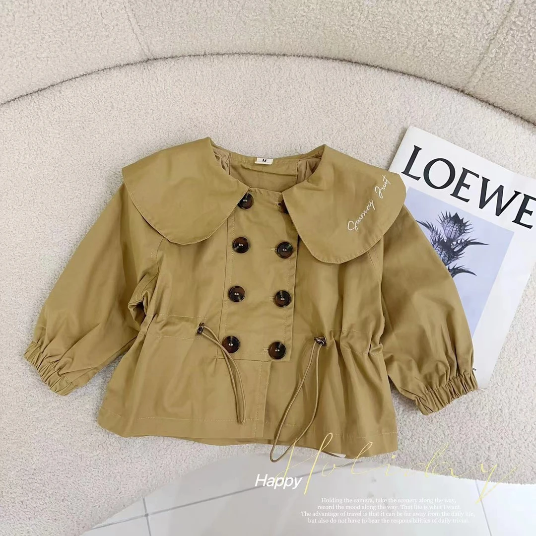 汤圆家童装2025春季新款韩系大翻领纯色双排扣外套 XA-690