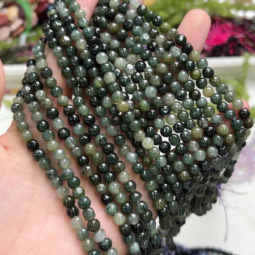 玛瑙/玉髓未镶嵌珠宝半成品卡5绿豆子一条