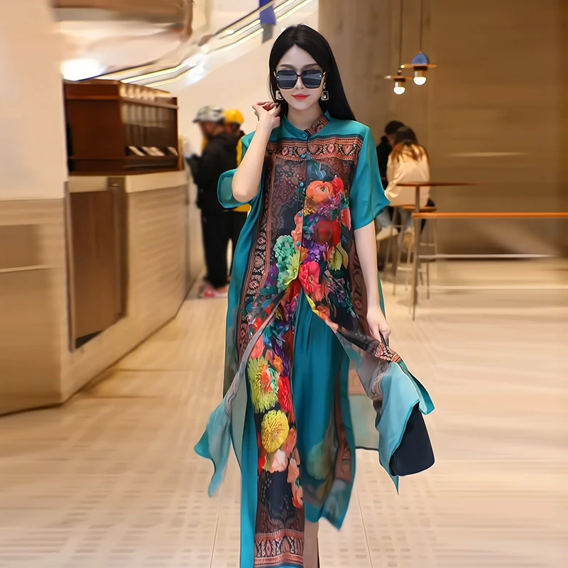 高品质女装春夏新款时尚气质套装女宽松显瘦减龄二件套妈妈装