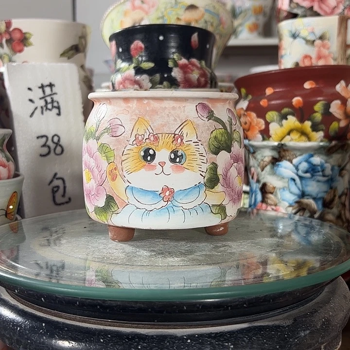 景德镇手绘花盆满38包邮偏远地区除外