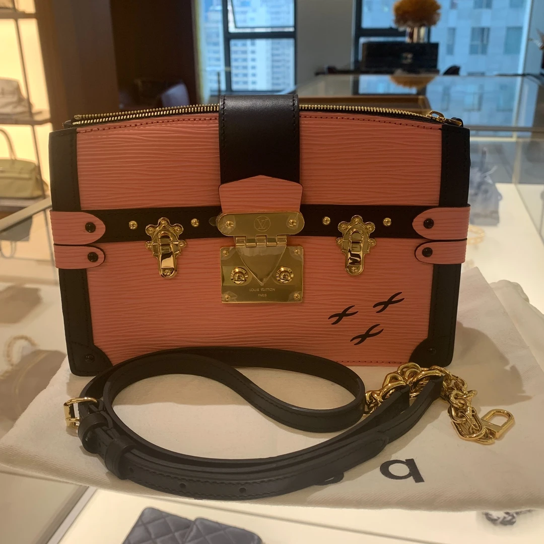 99新 LouisVuitton/路易威登 Lv粉拼黑水波纹软盒子