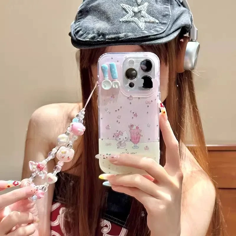 可爱少女心餐具冰淇淋kt适用苹果华为vivo小米oppo全包防摔双层gk