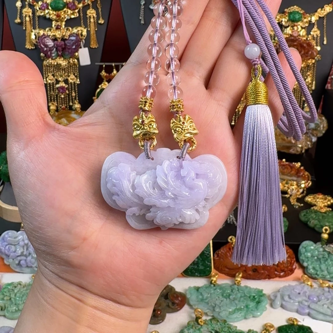 翡翠未镶嵌颈饰紫翡翠如意凤牌 炸价