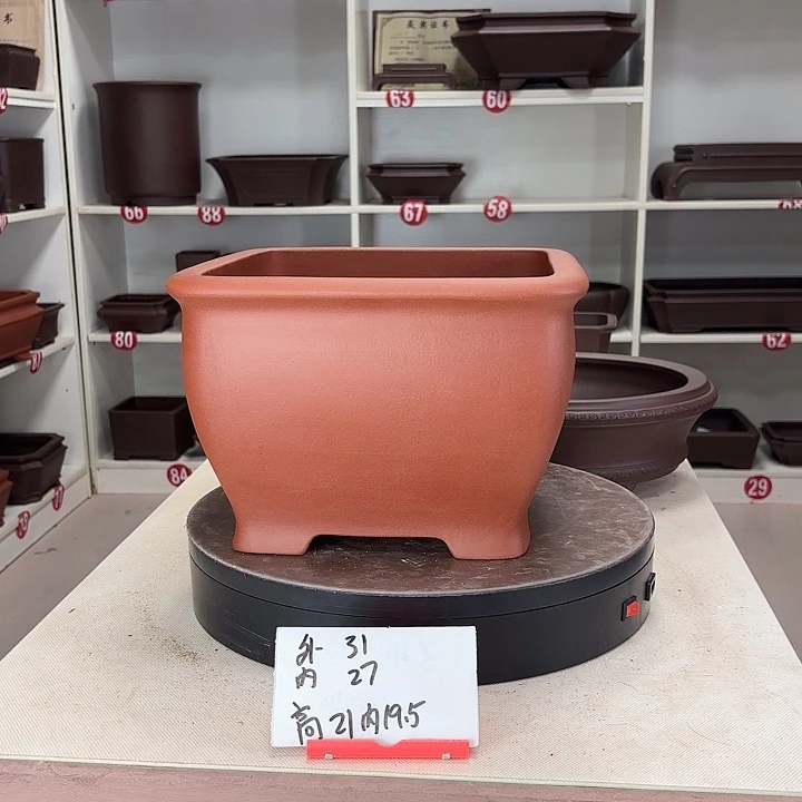 紫砂花盆弓肚四方
