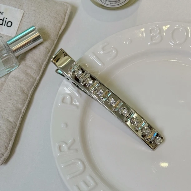 2025新款闪钻发夹韩版网红一字夹百搭细长条后脑勺盘发夹发饰头饰