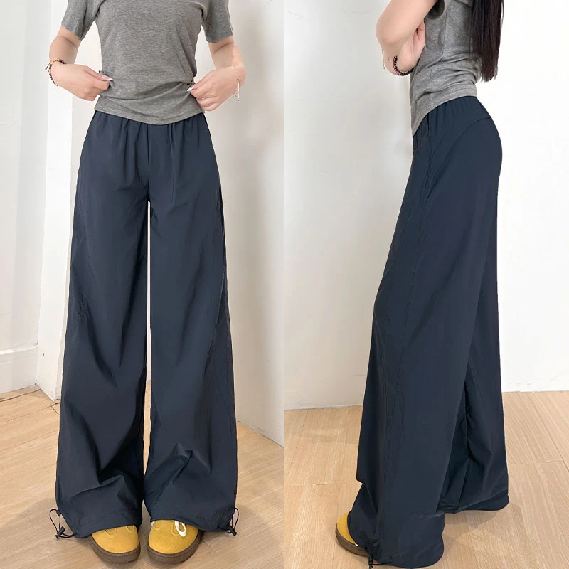 美式工装裤女夏季薄款2025新款宽松显瘦外穿高腰休闲阔腿运动裤女