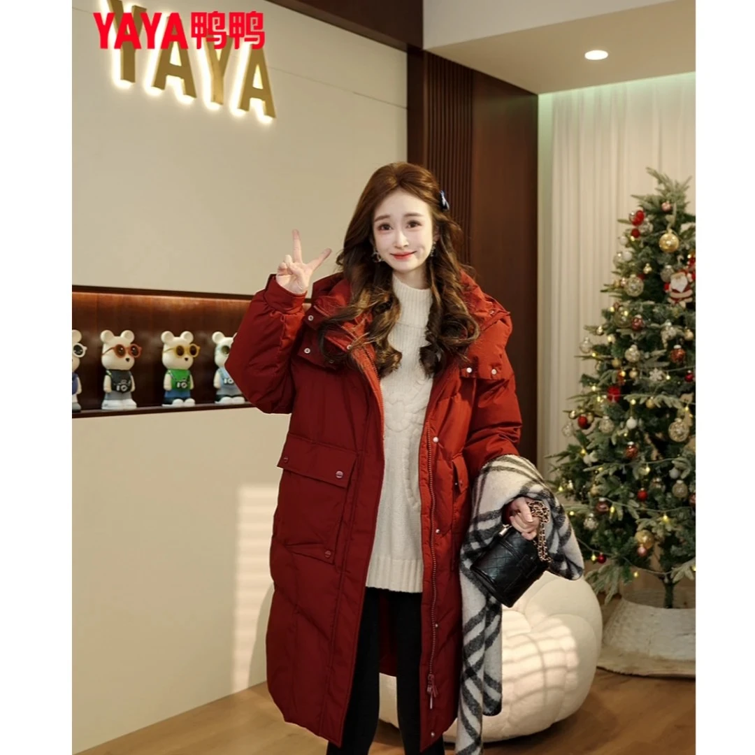 YAYA/鸭鸭羽绒服女中长款休闲百搭韩版通勤保暖厚外套YE4B600775L