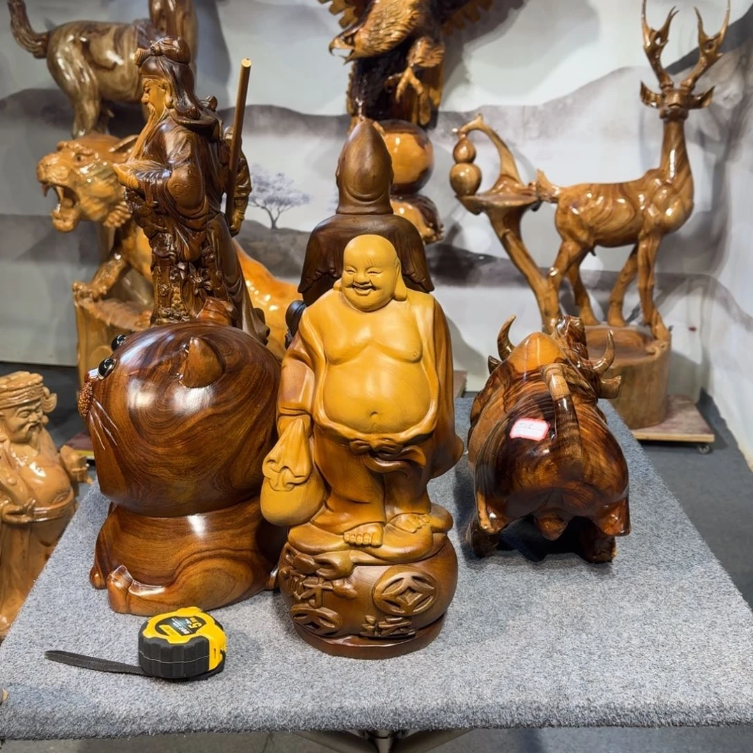 香樟木山*香樟木弥勒佛摆件